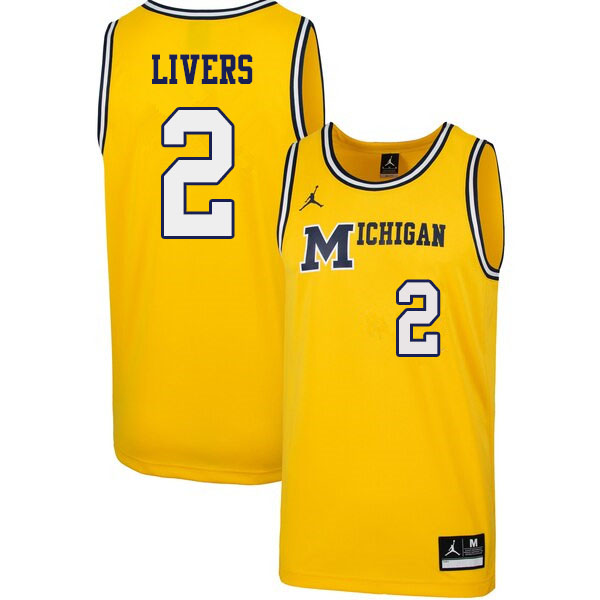Men #2 Isaiah Livers Michigan Wolverines 1989 Retro College Basketball Jerseys Sale-Yellow - Click Image to Close